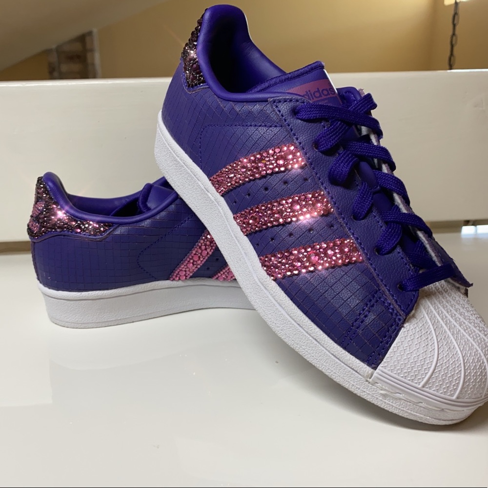adidas original superstar shoes purple white